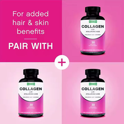 Les comprimés de collagène d'acide hyaluronique soutiennent la peau, les cheveux, les ongles
