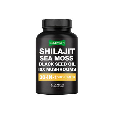 Supplément de 30 en 1 Capsules de Shilajit pour la force naturelle Capsules de mousse de mer