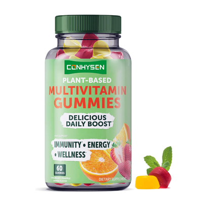 Gummies multivitamines à base de plantes pour l'immunité, l'énergie et le bien-être, goût de fruits