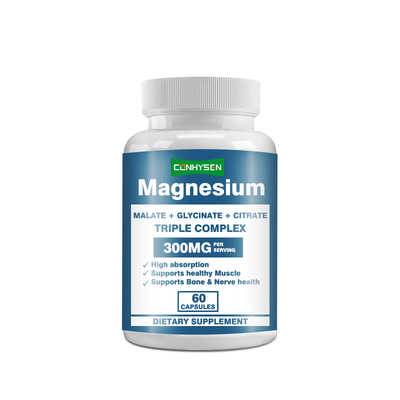 Capsules de magnésium 300MG Soutient la santé des os et des nerfs Capsules triple complexe