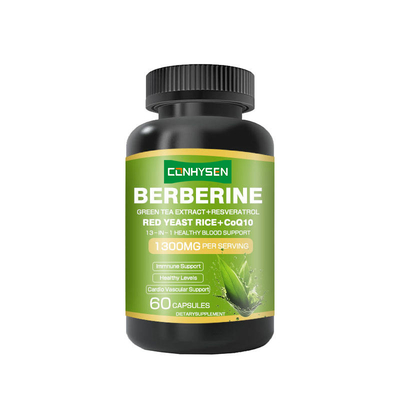 OEM/ODM 1300 mg de capsules de berbérine 13-en-1 pour le soutien du sang sain Supplément d'extrait de thé vert