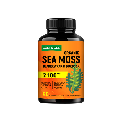 Produit biologique de mousse de mer d'Irlande Capsules sur mesure Étiquette de renforcement de la fonction digestive